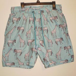 Mr. Swim Men's Bathing Suit Medium Zebras and Giraffe